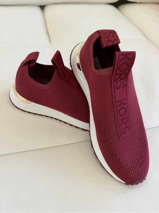 Michael Kors Shoes - Michael Kors Wine Knit Slip-On Sneakers with Gold Accent